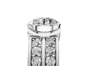 Bezel Engagement Ring Setting for Round Cut Center with Wide Channel-Set Band and Bezel Head in Platinum