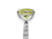 Solitaire Engagement Ring Setting for Fancy Yellow Princess Cut Center with Micro Pave Band and Prong Head in Platinum