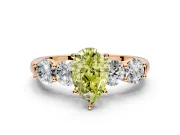 5 Stone Engagement Ring Setting for Fancy Yellow Pear-Shaped Center with Graduated Accents and Prong Head in Rose Gold