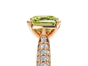 Solitaire Engagement Ring Setting for Fancy Yellow Asscher Cut Center with Multi-Row Accents and Prong Head in Rose Gold