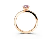 Solitaire Engagement Ring Setting for Fancy Pink Pear-Shaped Center with Round Cut Pave Band and Prong Head in Rose Gold