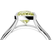 Solitaire Engagement Ring Setting for Fancy Yellow Radiant Cut Center with V Split Shank and Bezel Head in Platinum