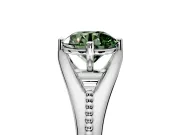 Solitaire Engagement Ring Setting for Fancy Green Round Cut Center with Milgrain Cathedral Band and Prong Head in Platinum