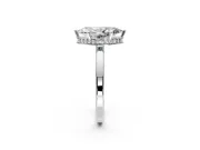 Hidden Halo Engagement Ring Setting for Marquise Center with Wide Flat Plain Band and Prong Head in Sterling Silver