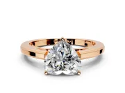 Solitaire Engagement Ring Setting for Heart-Shaped Center with Flat-Sided Plain Band and Prong Head in Rose Gold