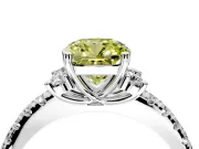 Paired Accent Engagement Ring Setting for Fancy Yellow Cushion Cut Center with Pave Band and Prong Head in Sterling Silver
