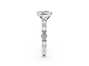 Solitaire Engagement Ring Setting for Pear-Shaped Center with Beaded Bezel Station Band and Prong Head in White Gold