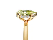 Solitaire Engagement Ring Setting for Fancy Yellow Pear-Shaped Center with Plain Band, Open Basket and Prong Head in Yellow Gold