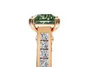 Solitaire Engagement Ring Setting for Fancy Green Princess Cut Center with Channel Band and Double Claw Prong Head in Rose Gold