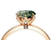 Solitaire Engagement Ring Setting for Fancy Green Heart-Shaped Center with Thin Rounded Plain Band and Prong Head in Rose Gold