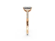 Solitaire Engagement Ring Setting for Emerald Cut Center with Channel Accents and Prong Head in Rose Gold