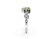 Vintage Station Engagement Ring Setting for Fancy Yellow Heart-Shaped Center with Accents and Prong Head in Sterling Silver