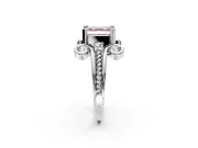Solitaire Engagement Ring Setting for Fancy Pink Asscher Cut Center with Twisted Band and Scroll Prong Head in Sterling Silver