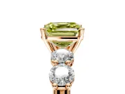 5 Stone Engagement Ring Setting for Fancy Yellow Asscher Cut Center with Graduated Accents and Prong Head in Rose Gold
