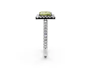 Pave Halo Engagement Ring Setting for Fancy Yellow Princess Cut Center with Single Row Pave Band and Prong Head in Sterling Silver