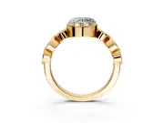 Vintage Station Engagement Ring Setting for Heart-Shaped Center with Accents and Prong Head in Yellow Gold