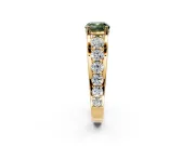 Solitaire Engagement Ring Setting for Fancy Green Cushion Cut Center with Graduated Shared Prongs and Prong Head in Yellow Gold