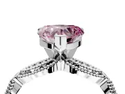 Solitaire Engagement Ring Setting for Fancy Pink Heart-Shaped Center with Marquise Panel Band and Prong Head in Sterling Silver
