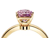 Solitaire Engagement Ring Setting for Fancy Pink Radiant Cut Center with Plain Band and Tulip Prong Head in Yellow Gold