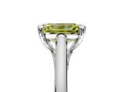 Solitaire Engagement Ring Setting for Fancy Yellow Emerald Cut Center with Cathedral Band and Prong Head in Sterling Silver