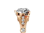 Solitaire Engagement Ring Setting for Heart-Shaped Center with Marquise and Bezel Accents and Prong Head in Rose Gold