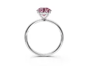 Solitaire Engagement Ring Setting for Fancy Pink Round Cut Center with Straight Thin Band and Prong Head in Sterling Silver