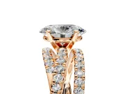Solitaire Engagement Ring Setting for Oval Center with Woven 3-Strand Pave Band and Prong Head in Rose Gold