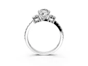 3 Stone Engagement Ring Setting for Marquise Center with Round Cut Side Accents and Prong Head in Platinum