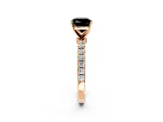 Open Basket Engagement Ring Setting for Fancy Black Cushion Cut Center with Pave Band and Prong Head in Rose Gold