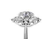 Small-Accent Cluster Halo Engagement Ring Setting for Round Cut Center with Plain Band and Prong Head in Platinum