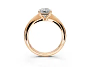 Solitaire Engagement Ring Setting for Radiant Cut Center with Reverse Tapered Band and Prong Head in Rose Gold