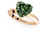 Solitaire Engagement Ring Setting for Fancy Green Heart-Shaped Center with Wide Knife Ridge Band and Prong Head in Rose Gold