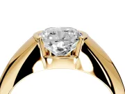 Tension Engagement Ring Setting for Cushion Cut Center with Wide Tapered Band and Tension Head in Yellow Gold