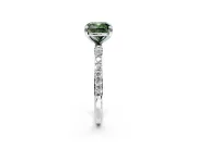 Solitaire Engagement Ring Setting for Fancy Green Cushion Cut Center with Pave Accents and Prong Head in Platinum