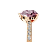 Solitaire Engagement Ring Setting for Fancy Pink Heart-Shaped Center with Channel Accents and Prong Head in Rose Gold