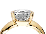 Tension Engagement Ring Setting for Asscher Cut Center with Wide Flat Band and Tension Head in Yellow Gold