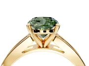 Solitaire Engagement Ring Setting for Fancy Green Cushion Cut Center with Princess Cut Channel Band and Prong Head in Yellow Gold