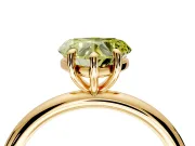 Low-Set Solitaire Engagement Ring Setting for Fancy Yellow Heart-Shaped Center with Thin Plain Band and Prong Head in Yellow Gold