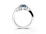 Cluster Engagement Ring Setting for Fancy Blue Round Cut Center with Milgrain Shoulder Clusters and Prong Head in Platinum