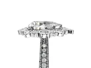 Milgrain Halo Engagement Ring Setting for Pear-Shaped Center with Bezel Point Accents and Prong Head in Sterling Silver