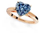 Solitaire Engagement Ring Setting for Fancy Blue Heart-Shaped Center with Flat-Sided Plain Band and Prong Head in Rose Gold