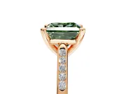 Solitaire Engagement Ring Setting for Fancy Green Princess Cut Center with Channel Accents and Prong Head in Rose Gold