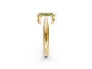 Halo Engagement Ring Setting for Fancy Yellow Emerald Cut Center with Tapered Plain Band and Prong Head in Yellow Gold