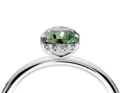 Solitaire Engagement Ring Setting for Fancy Green Pear-Shaped Center with Plain Band, Open Basket and Prong Head in Sterling Silver