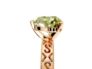 Solitaire Engagement Ring Setting for Fancy Yellow Heart-Shaped Center with Scrollwork Band and Prong Head in Rose Gold