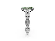Solitaire Engagement Ring Setting for Fancy Green Marquise Center with Marquise Panel Band and Prong Head in Platinum
