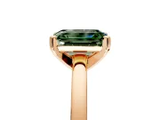 Solitaire Engagement Ring Setting for Fancy Green Emerald Cut Center with Basket Rail and Prong Head in Rose Gold