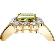 Halo Engagement Ring Setting for Fancy Yellow Princess Cut Center with Milgrain Channel Band and Prong Head in Yellow Gold