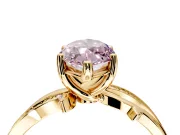 Solitaire Engagement Ring Setting for Fancy Pink Marquise Center with Pave and Plain Crossover Band and Prong Head in Yellow Gold