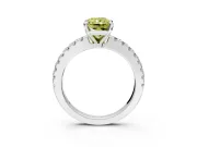 Solitaire Engagement Ring Setting for Fancy Yellow Radiant Cut Center with Single Row Accent Band and Prong Head in Platinum